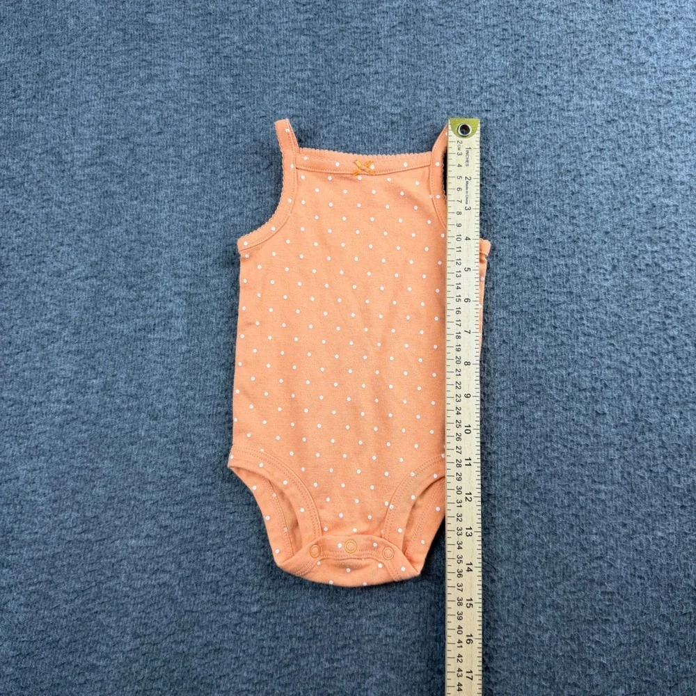 Carter's Bodysuit Baby Girls‎ 6M Orange Polka Dot Sleeveless Snap Romper